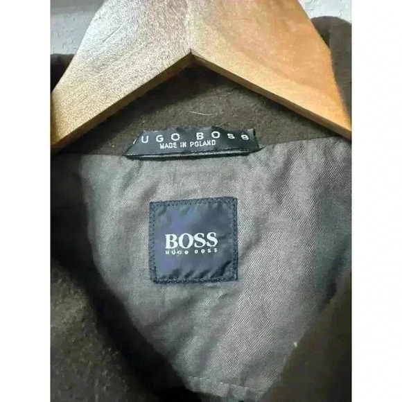 Vintage Hugo Boss Brown Wool Cashmere Buttons Jacket Coat 46R - Picture 4 of 7